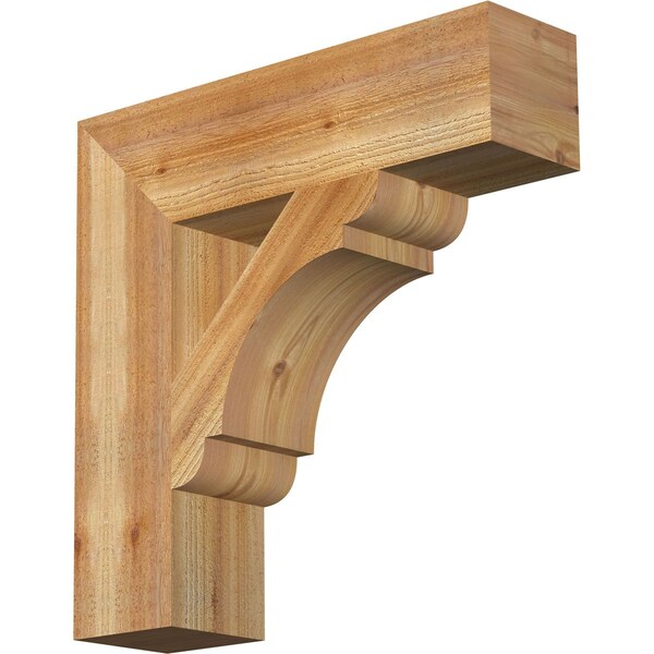 Ekena Millwork Olympic Block Rough Sawn Bracket, Western Red Cedar, 6"W x 24"D x 24"H BKT06X24X24OLY05RWR - main